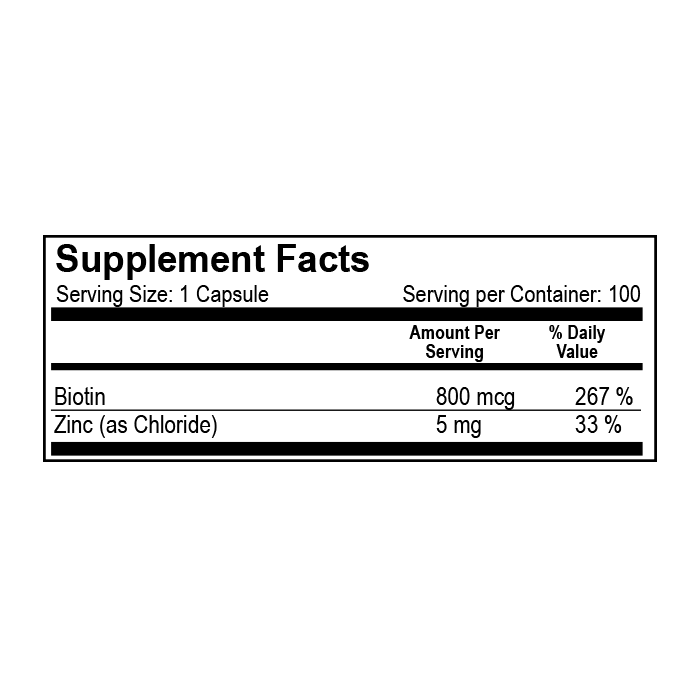 Biotin 800 mcg + Zinc 100 Cápsulas – Natural Light | Plazet