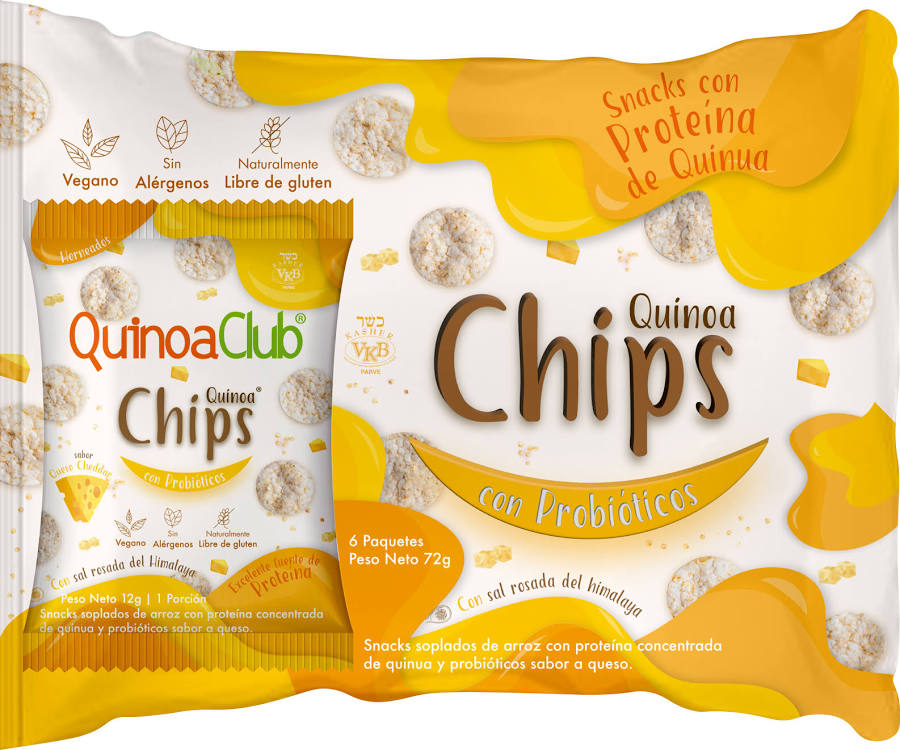 Chips con Proteína y Probióticos Cheddar x 6 und – QuinuaClub | Plazet