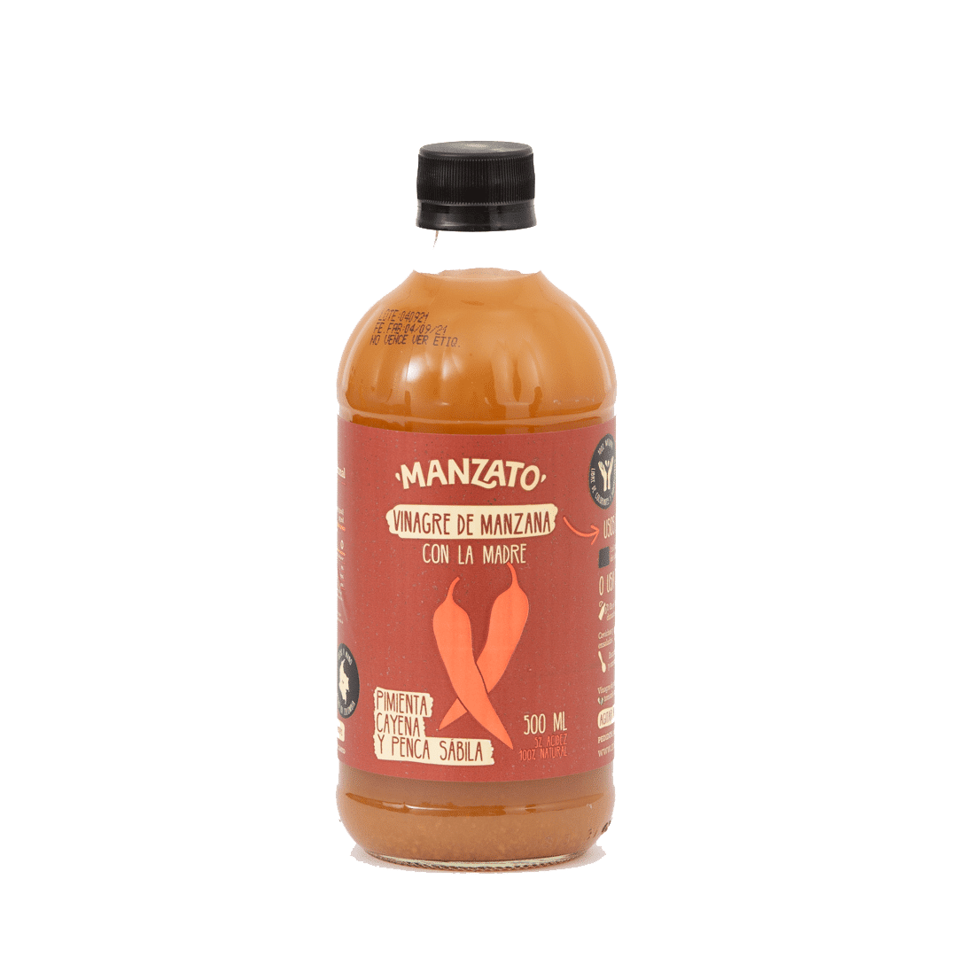 Vinagre de Manzana con Cayena y Penca de Sábila 500 ml – Manzato | Plazet