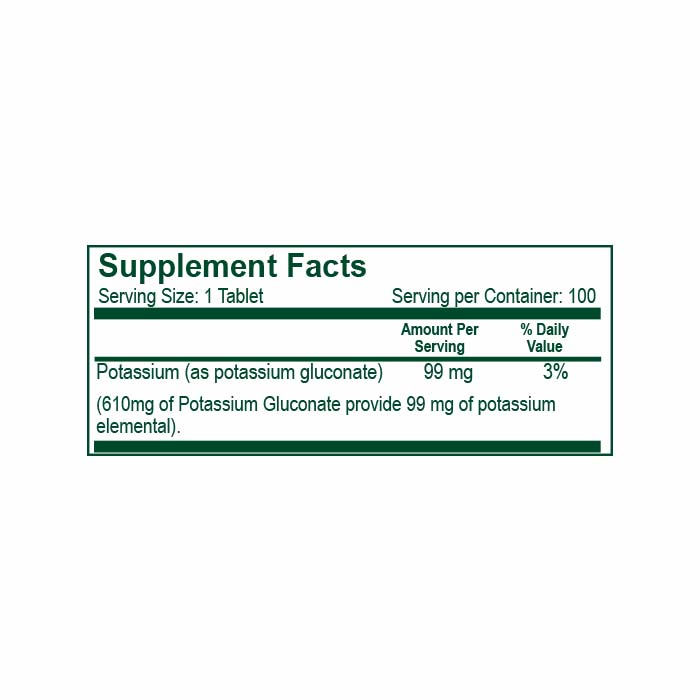 Potassium 99 mg 100 Tabletas – Natural Light | Plazet