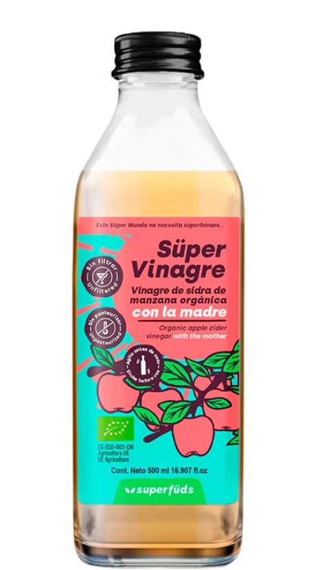 VINAGRE DE SIDRA DE MANZANA ORGANICA X 500 ML - SUPERMUNDO