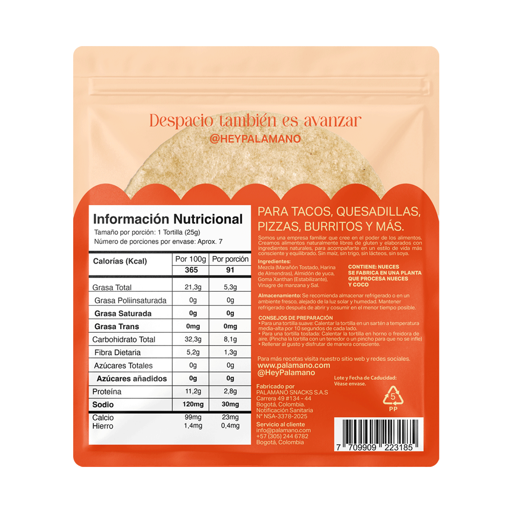 TORTILLA MARAÑÓN X 175 GR - 7 UND - PALAMANO