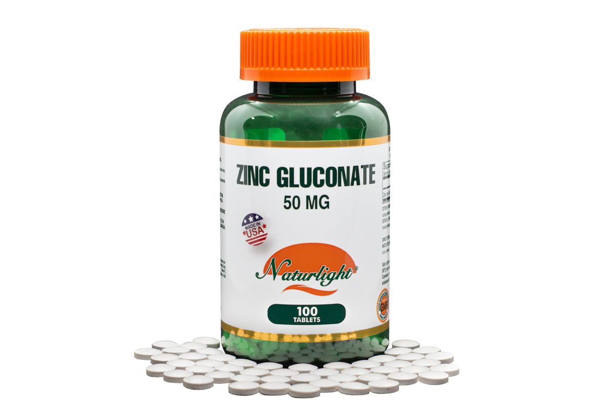 Zinc Gluconate 50 mg 100 Tabletas – Natural Light | Plazet