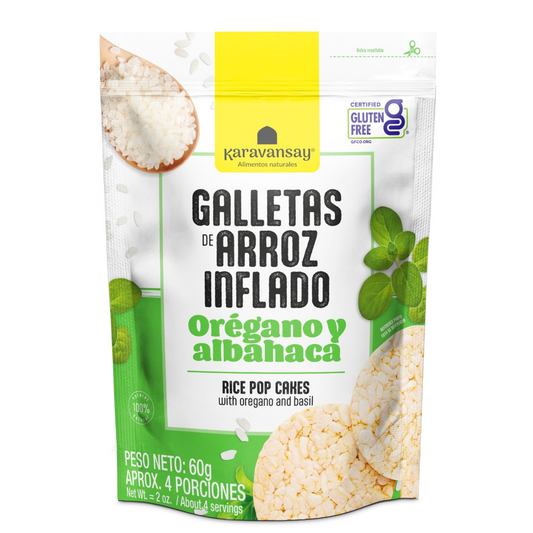Galletas de Arroz Orégano y Albahaca 60 g – Karavansay | Plazet