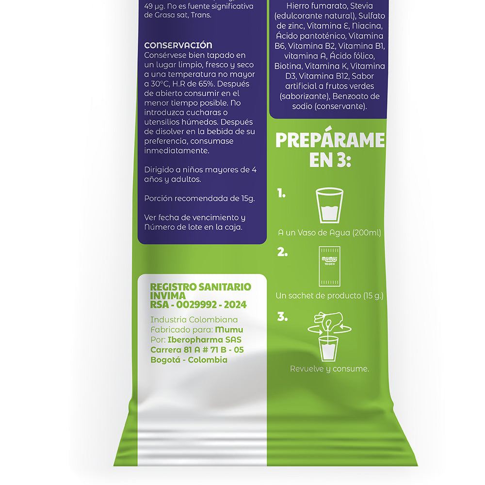 To-Go Batido Verde Sobre 15 g – Mumu | Plazet