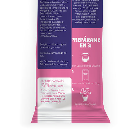 To-Go Colágeno Hidrolizado Vainilla Sobre 15 g – Mumu | Plazet