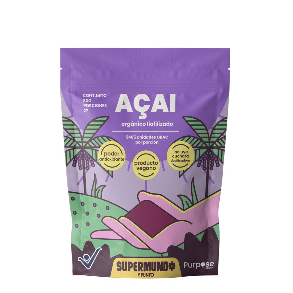 Acaí Orgánico en Polvo Liofilizado 80 g – Supermundo y Punto | Plazet