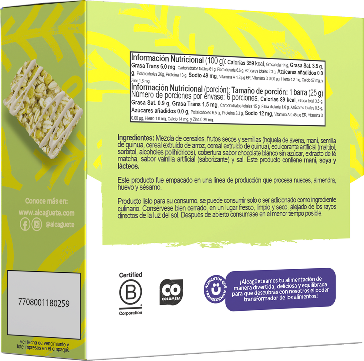 Barras Té Matcha x 6 und 150 g – Alcagüete