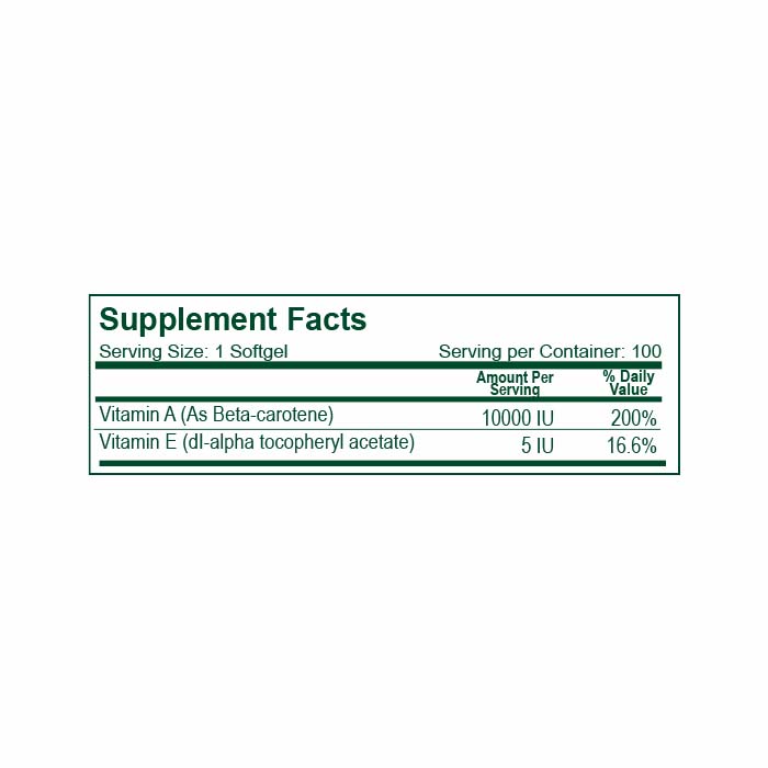 Betacarotene 10000 UI 100 Softgels – Natural Light | Plazet