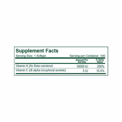 Betacarotene 10000 UI 100 Softgels – Natural Light | Plazet