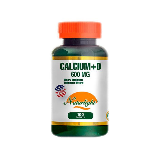 Calcio 600 mg con vitamina D 100 tabletas Natural Light - Plazet