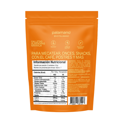 GALLETAS ALMENDRAS NARANJA X 70 GR - PALAMANO