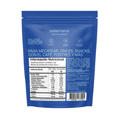 GALLETAS ALMENDRAS CHOCOLATE X 70 GR - PALAMANO