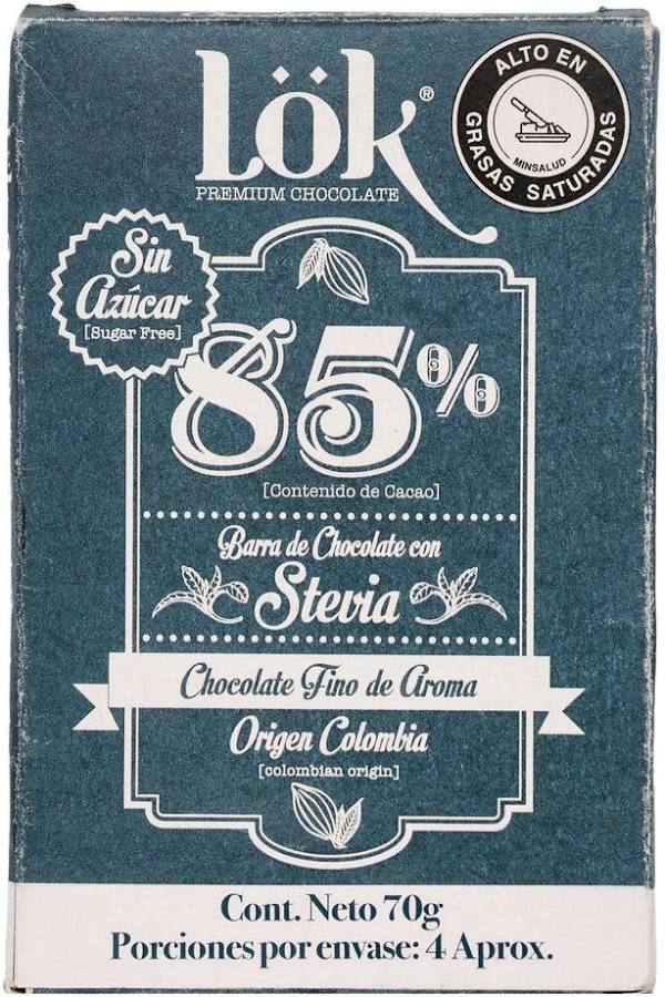 CHOCOLATE LOK STEVIA 85% - 70 GR