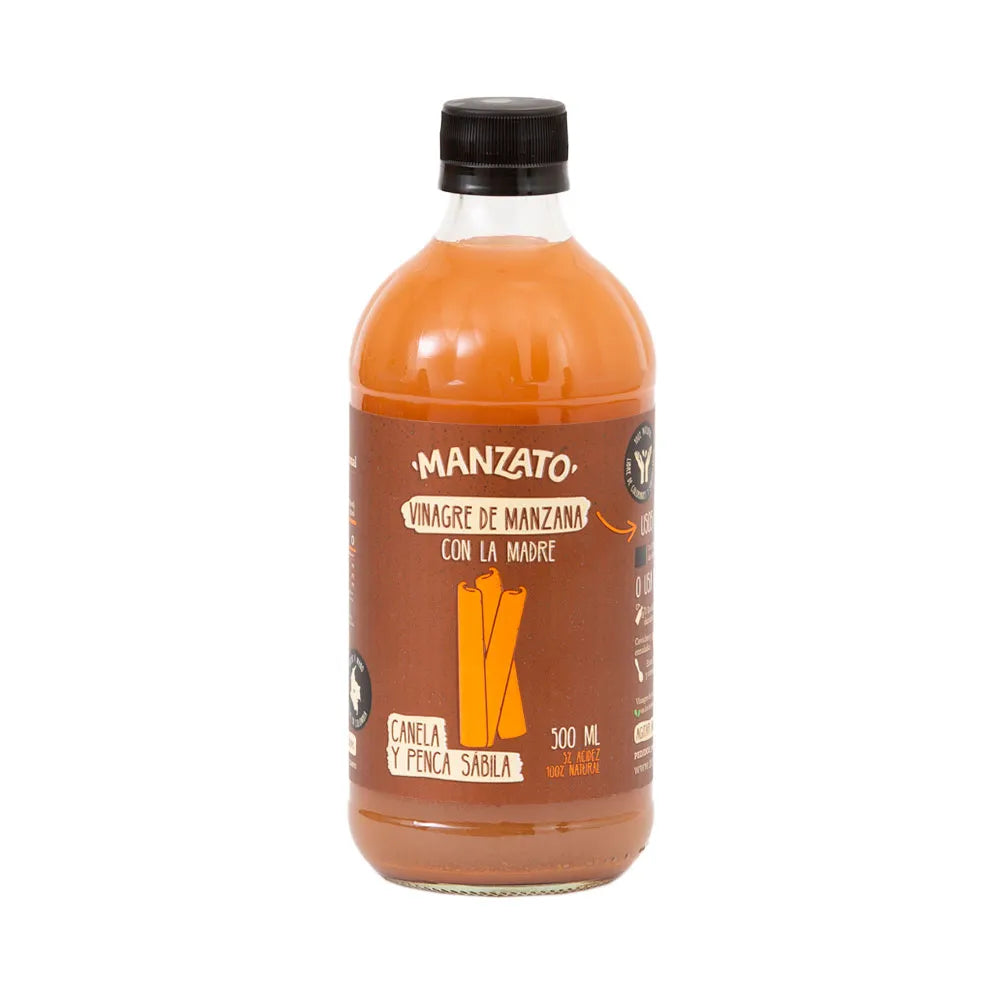Vinagre de Manzana con Canela y Penca de Sábila 500 ml – Manzato | Plazet