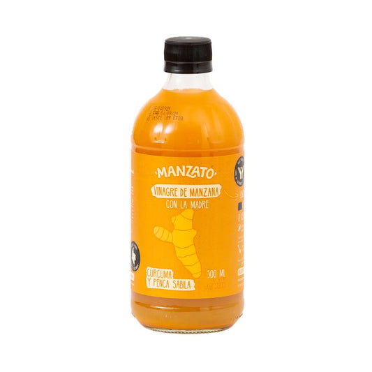 Vinagre de Manzana con Cúrcuma, Pimienta Negra y Penca de Sábila 500 ml – Manzato | Plazet