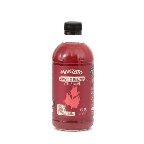 Vinagre de Manzana con Flor de Jamaica y Penca de Sábila 500 ml – Manzato | Plazet