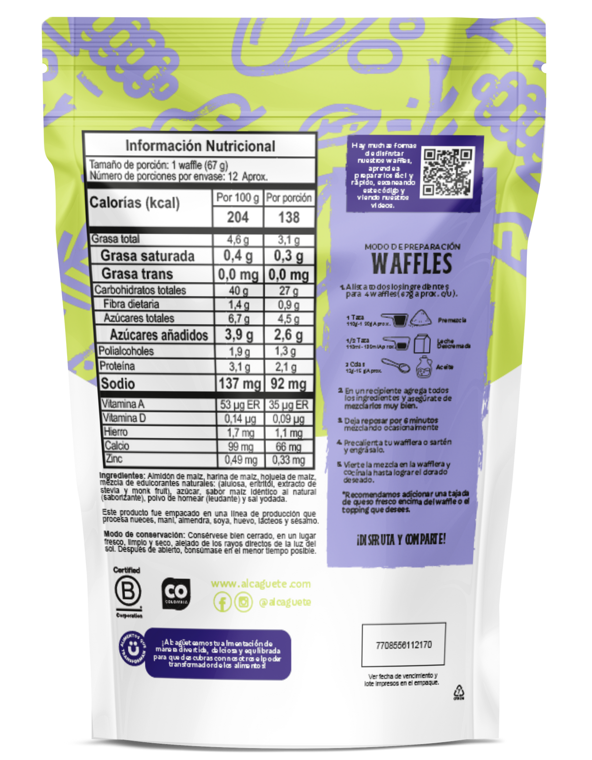 Premezcla Wafles Choclo 400 g – Alcagüete | Plazet