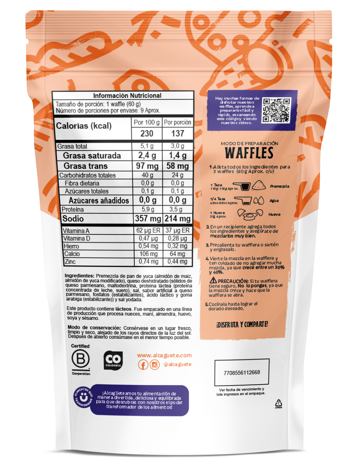 Premezcla Wafles Pandeyuca con Queso 300 g – Alcagüete | Plazet