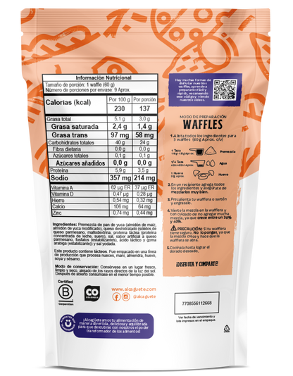 Premezcla Wafles Pandeyuca con Queso 300 g – Alcagüete | Plazet