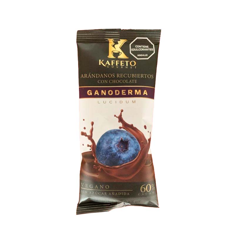Snack Arándanos con Chocolate y Ganoderma 25 g – Kaffeto | Plazet
