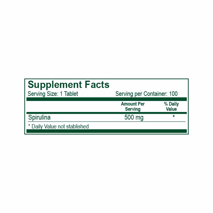 Spirulina 500 mg 100 Tabletas – Natural Light | Plazet