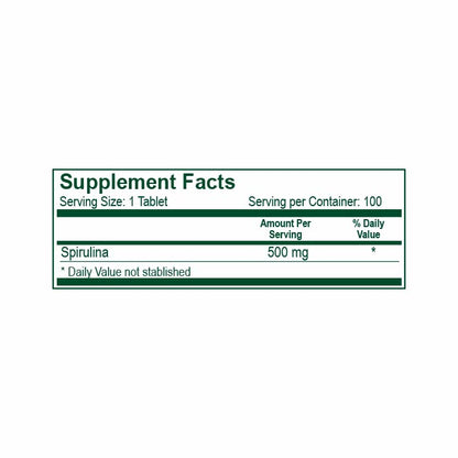 Spirulina 500 mg 100 Tabletas – Natural Light | Plazet