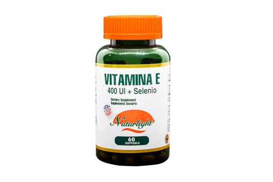 Vitamina E 400 UI + Selenium 60 Cápsulas – Natural Light | Plazet