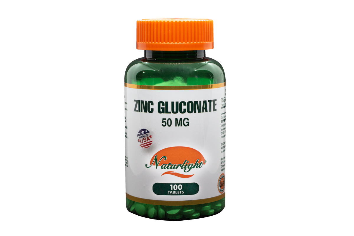 Zinc Gluconate 50 mg 100 Tabletas – Natural Light | Plazet