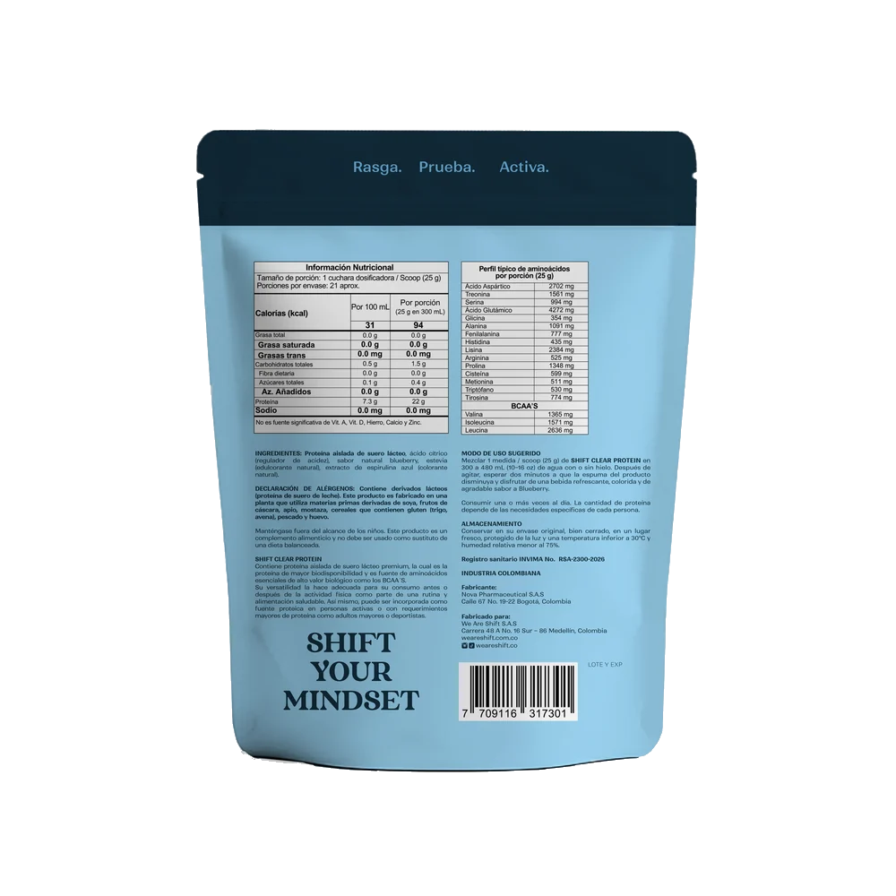 Clear Protein Blueberry Shift - tabla nutricional